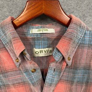 Orvis Men’s L Plaid Button Down Shirt Long Sleeve 100% Cotton